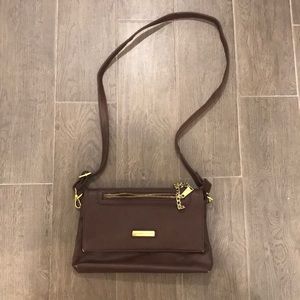 Maroon/ Brown crossover bag